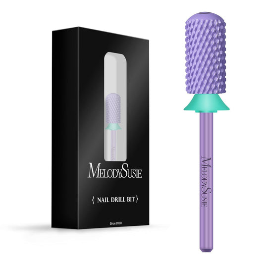 MelodySusie Safety Nail Drill Bits, 3/32'' Smooth Round Top Large Barrel Carbide Bits, Suitable for Manicure Pedicure Cuticle Gel Polishing, Beginners Bits, Purple, Series Bit-S, C