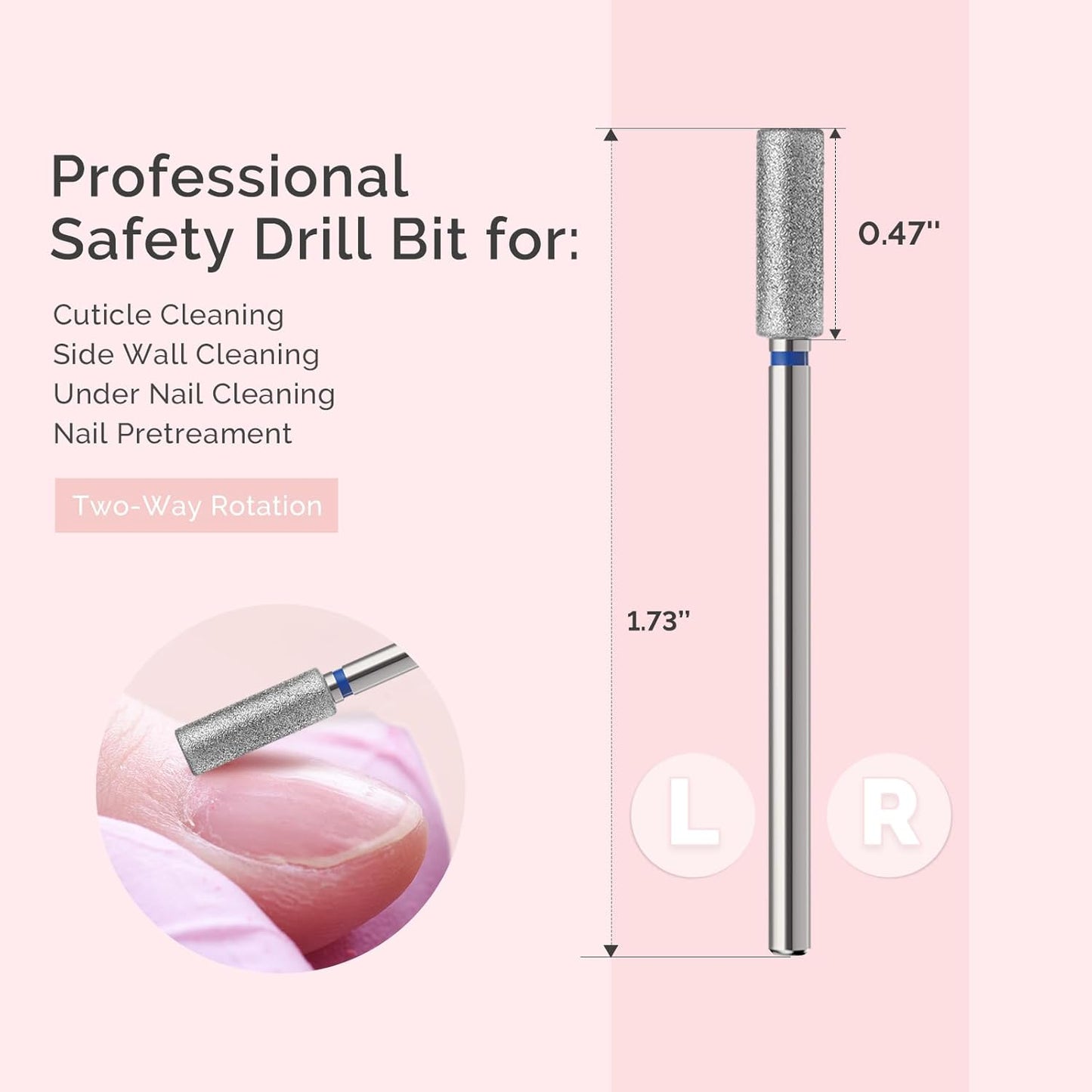 MelodySusie 4mm Barrel Shape Cuticle Clean Nail Drill Bit 3/32'', Professional Safety Carbide Diamond Under Nail Cleaner for Cuticle Dead Skin Nail Prepare, Beginners Bits, Series Bit-S, Medium