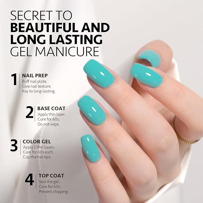 GAOY Blue Gel Nail Polish, 16ml Soak Off Gel Polish, UV Light Cure for Nail Art DIY Manicure at Home, 2455 Emerald Lake
