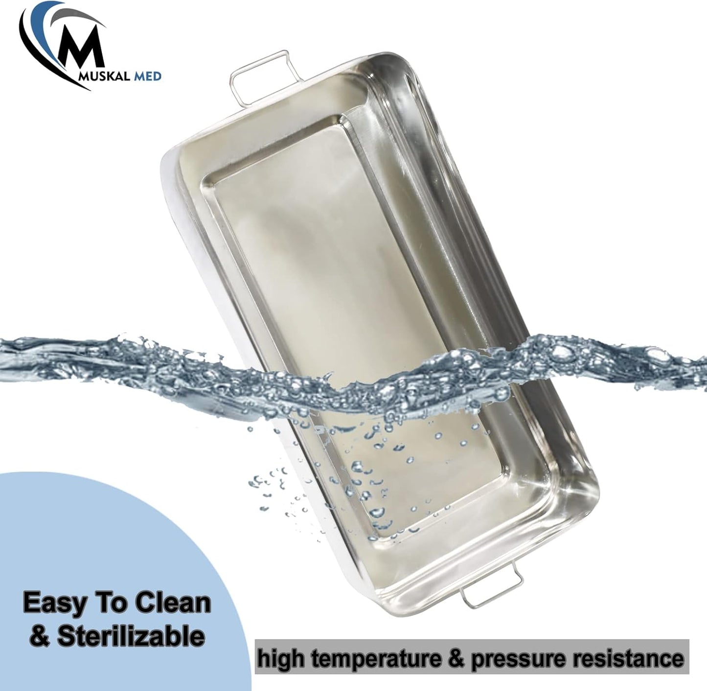 15.7" x 8" x 3.75" Trays Stainless Steel Dental Instruments Tray Organizer Holder Multi-Function Storage Sterilization Plate Trays Solid Box Cover with Locks
