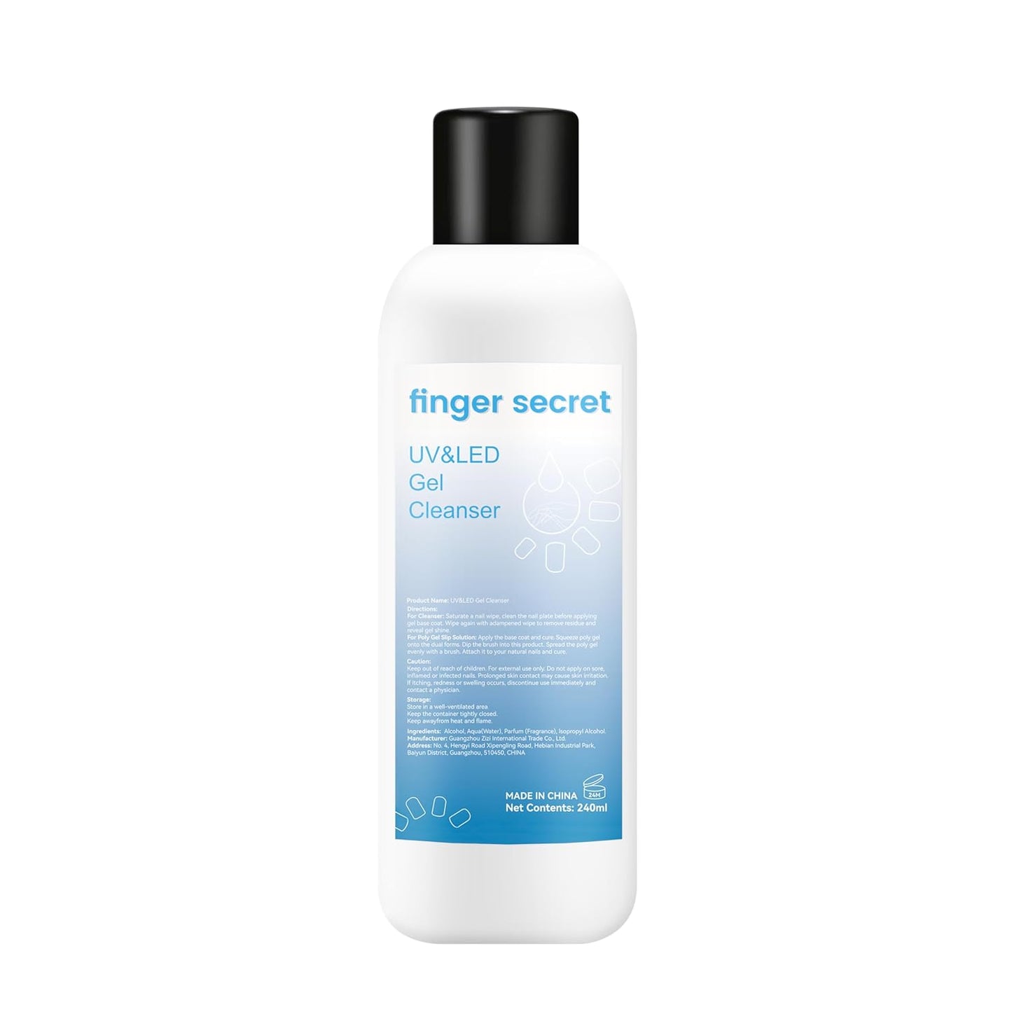 Gel Cleanser for Nails,finger secret Gel Nail Cleanser 240ml,Fresh UV&LED Gel Cleanser,Nail Surface Cleanser for Gel Nails,Nail Cleaning Solution for UV Polish Lacquer Care