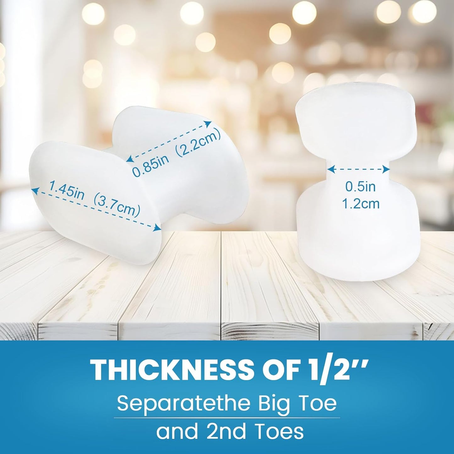 Toe Spacers(1/2"), Happiby Silicone Toe Separators for Bunion, Overlapping Toes and Toe Pain Relief, Big Toe Alignment, 5 Pairs/10 Pcs