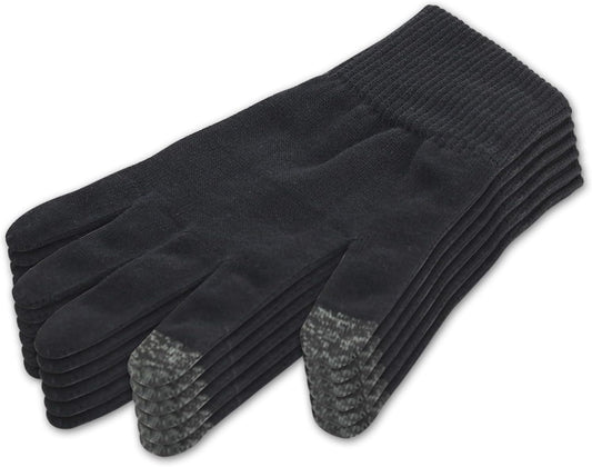 Donfri 6 Pairs Cotton Moisturizing Gloves Men Touchscreen Fingers for Eczema Dry Hands Hand Care Overnight Moisturizing (Large-Black)