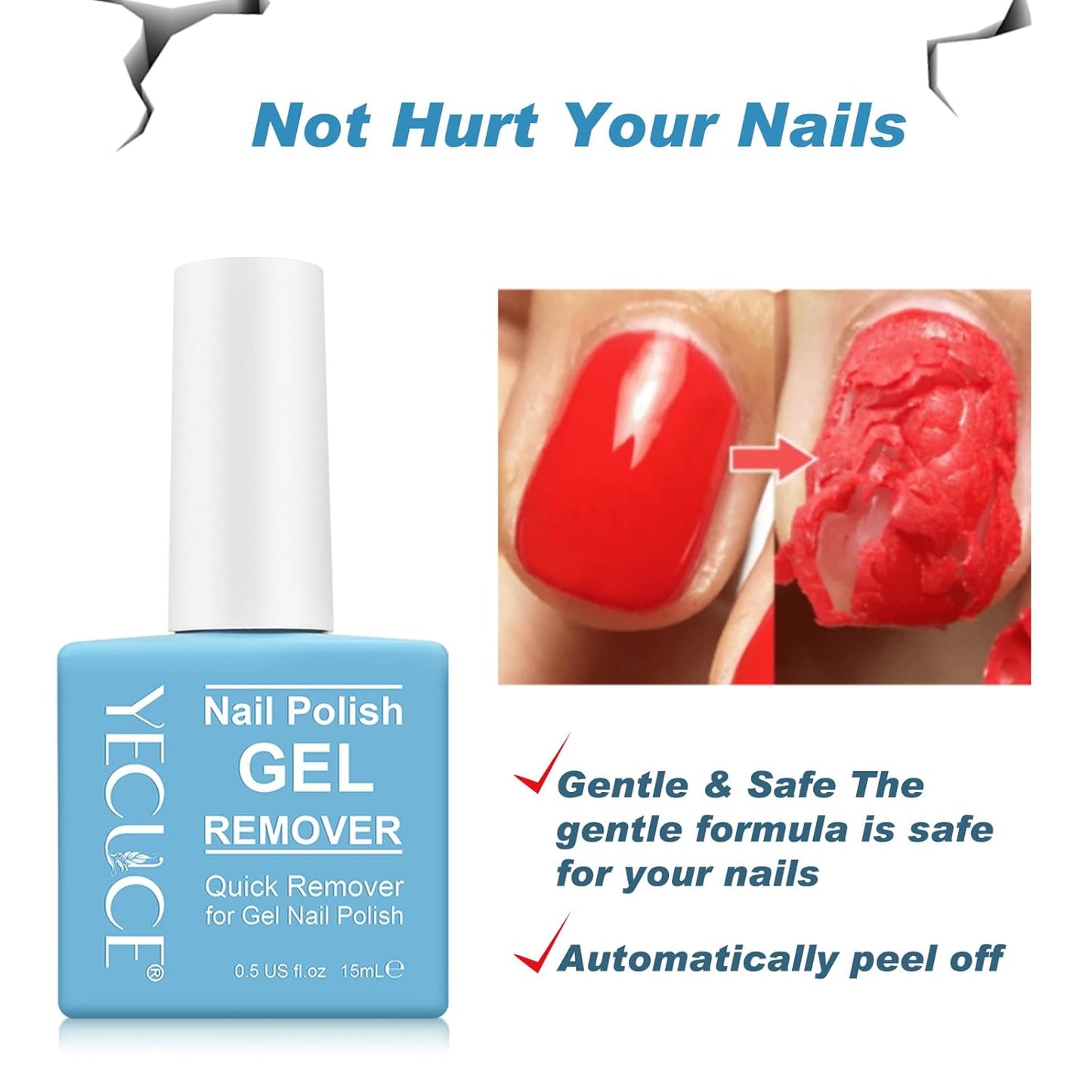 Gel Nail Polish Remover, Nail Polish Remover Gel Polish Remover for 2-3 Minutes Quick & Easy Remove No Need for Foil, Soaking or Wrapping
