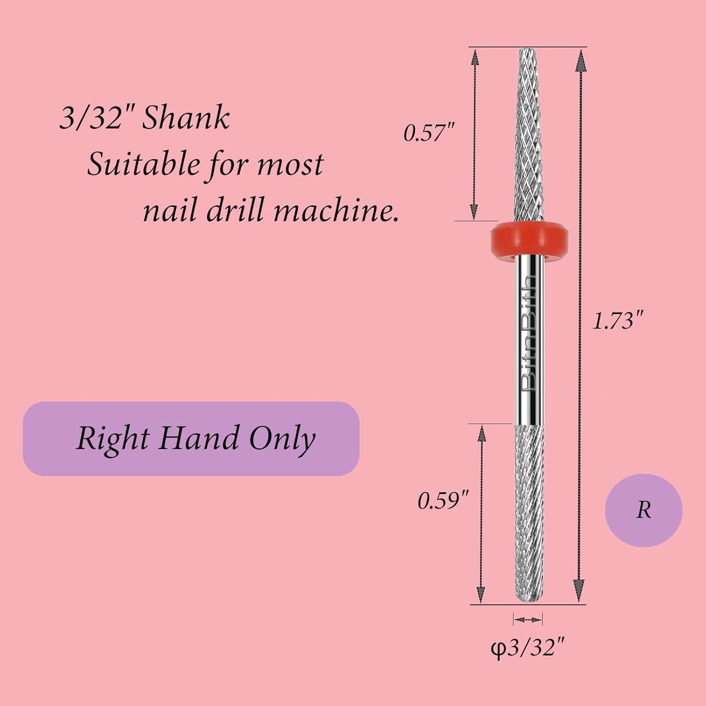 Nail Drill Bit Double Heads Cuticle Nail Drill Bit 3/32" Professional Tungsten Carbide Nail Bit,Safety for Nail Prepare,Dead Skin Cleaner,Manicure Pedicure Nail Supplies Home Salon,Fine