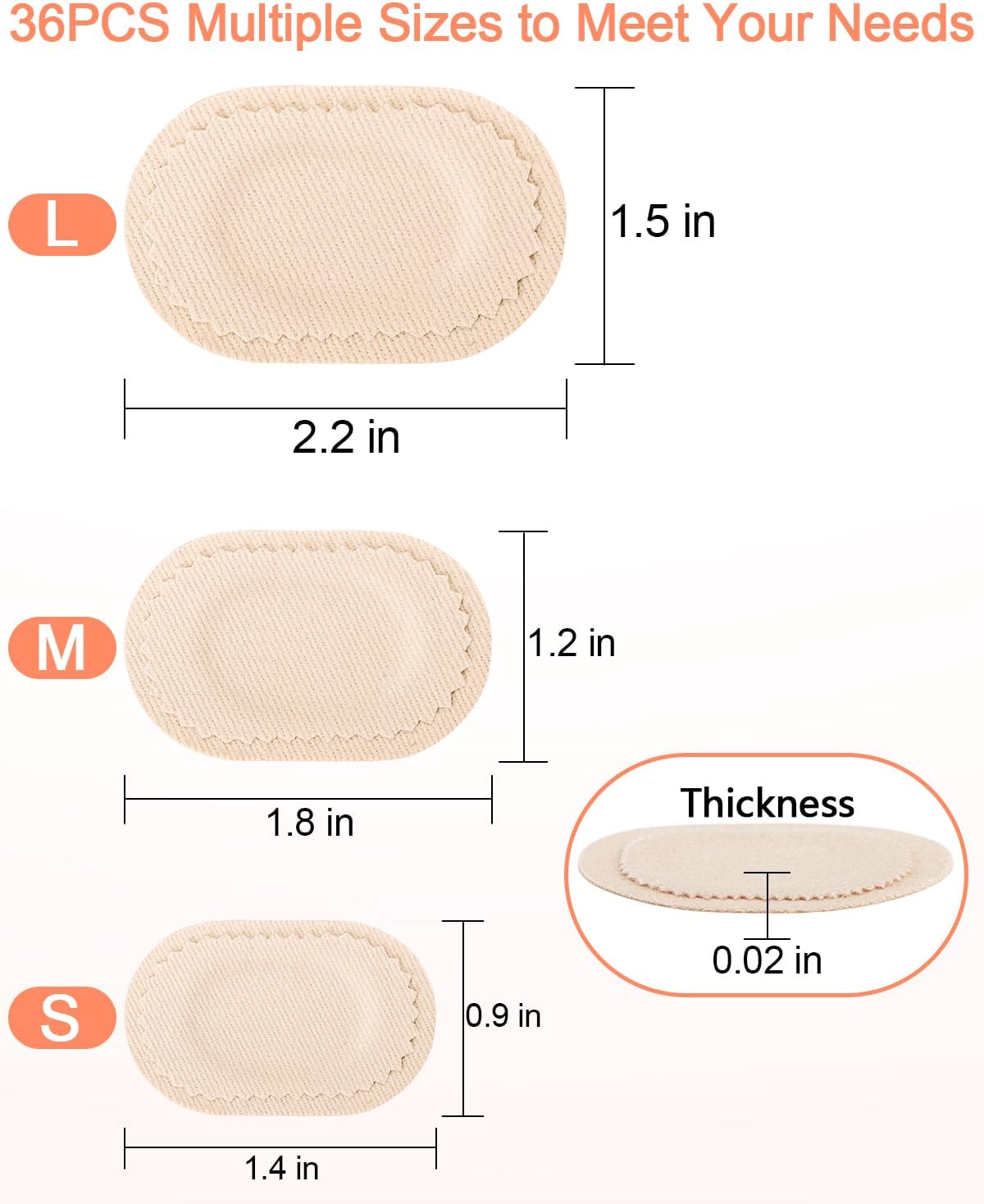 36Pcs Bunion Pain Relief Pads to Wear with Shoes, Bunion Corrector Cushions for Women Men Big Pinky Toe Protector, Moleskin for Feet, Water-Resistant, Self-Adhesive (Multi-Size)