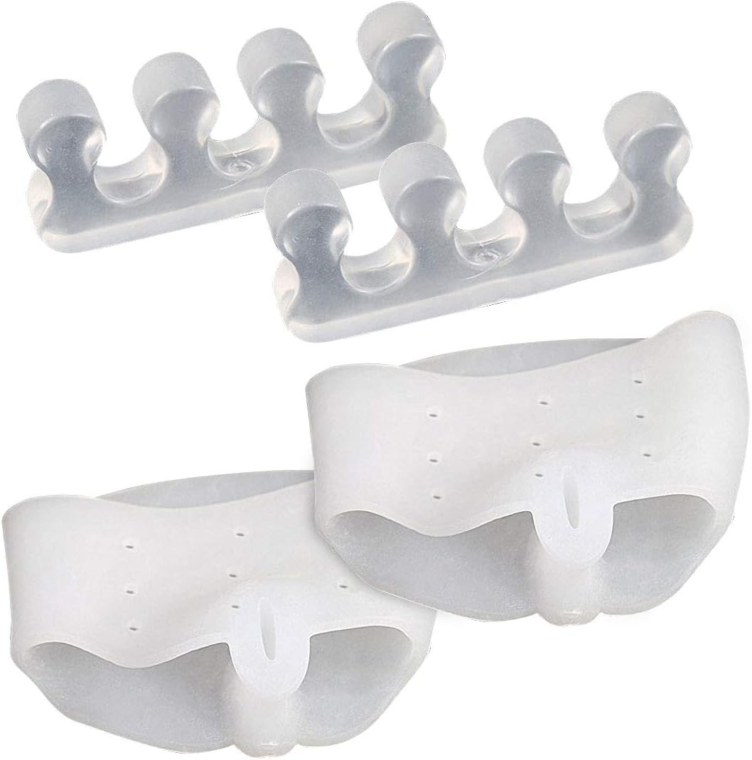 Gel Toe Separators Metatarsal Pads, Breathable Toe Straightener for Overlapping Toes, Bunion Corrector, Hallux Valgus Forefoot Pain Relief, Overlapping Toes, Blisters, Reusable Toe Stretchers
