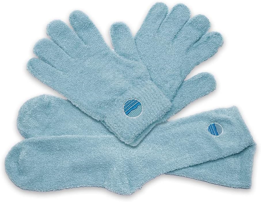 Aloe Socks and Gloves Set | Blue Moisturizing Socks and Gloves Infused with Aloe and Vitamin E | Spa Socks and Gloves for Women