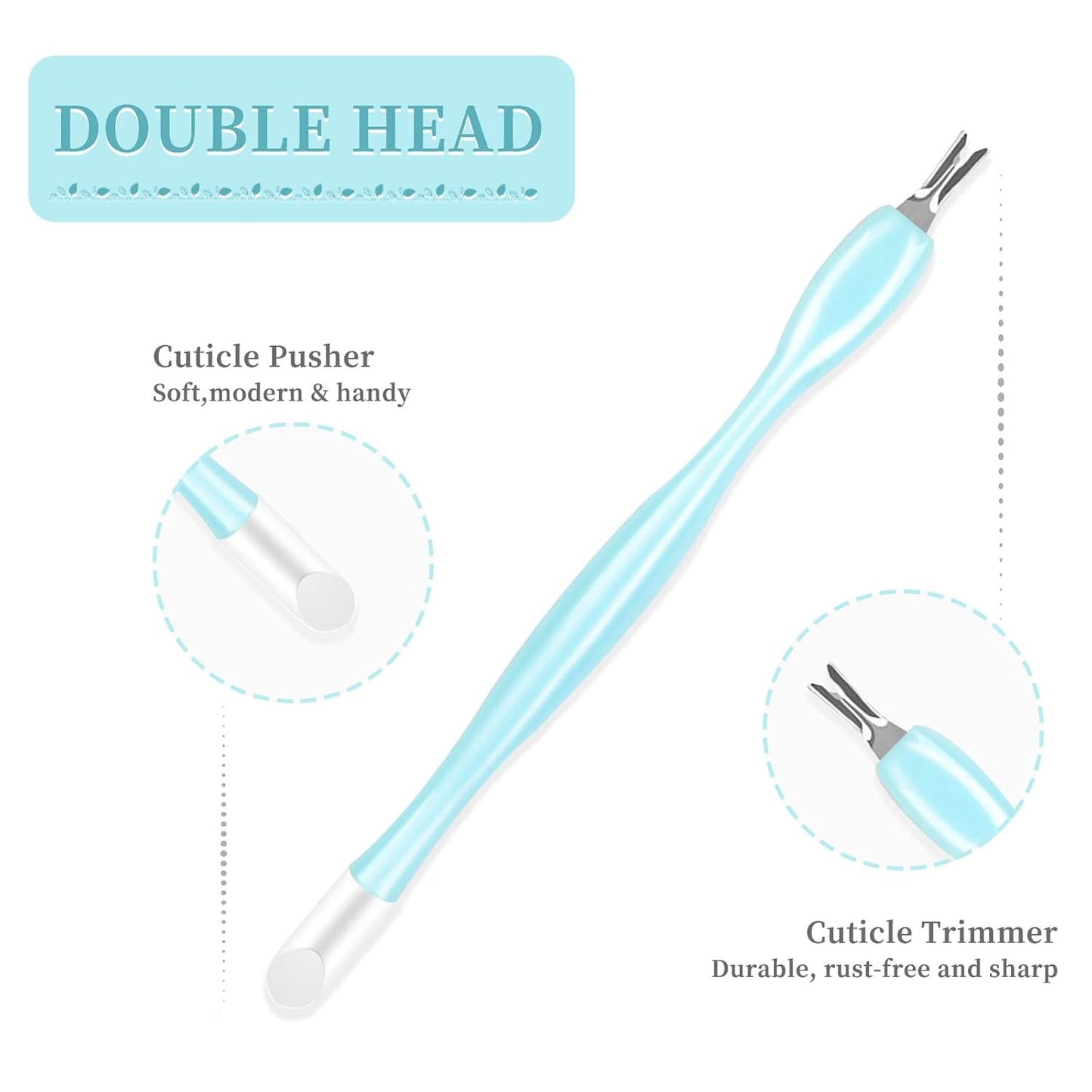 50Pcs Nail Cuticle Trimmer Rubber Nail Cleaner,heemeei Plastic Handle Cuticle Knife, Double End Nail Dead Skin Fork Cuticle Pusher Bulk Nail Art Cuticle Remover Tools for Girls Women and Men-Blue…