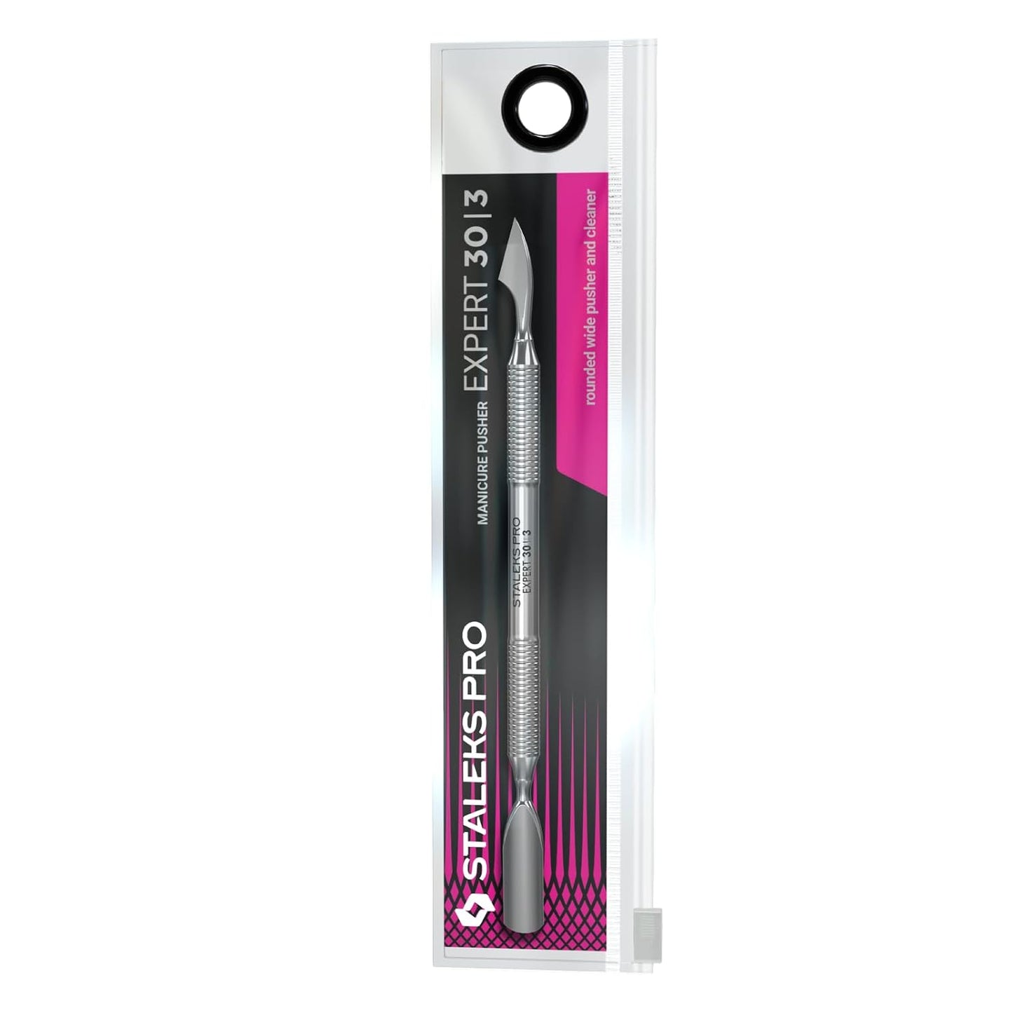 Staleks Pro Manicure Pusher Expert 30 Type 3 – Rounded Wide Pusher and Cleaner – Stainless Steel – Professional Cuticle Tool