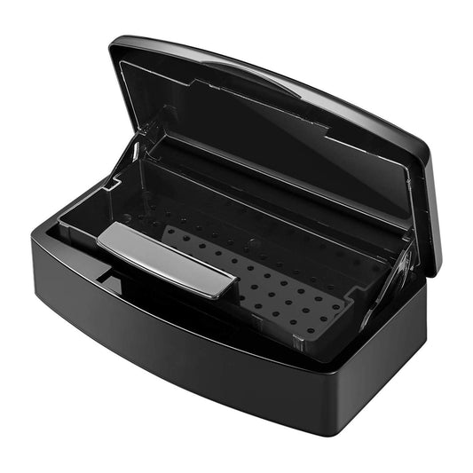 Aifeiter Nail Tool Sterilizer Box,Plastic Sterilizing Tray,The Disinfection Box for Nail Art Tools is Applicable to Nail Art Tools, Tweezers, Hair Salons, Spas and Manicure Equipment-Black