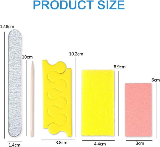Disposable Pedicure Kit 5-in-1 with Nail Buffer, Pumice Pad, Nail File 100/180 Grit, Wood Stick and Toe Separators. Complete Pedicure Kit for Salon. (10 Counts)