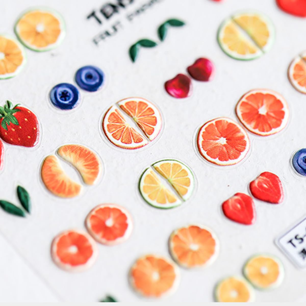 Summer Fruit Nail Art Stickers Decals 5D Embossed Fruit Nail Decals 1PCS Orange Lemon Strawberry Blueberry Summer Nails Design Engraved Stickers Manicure Nail Art Supplies for Women Nail Decorations