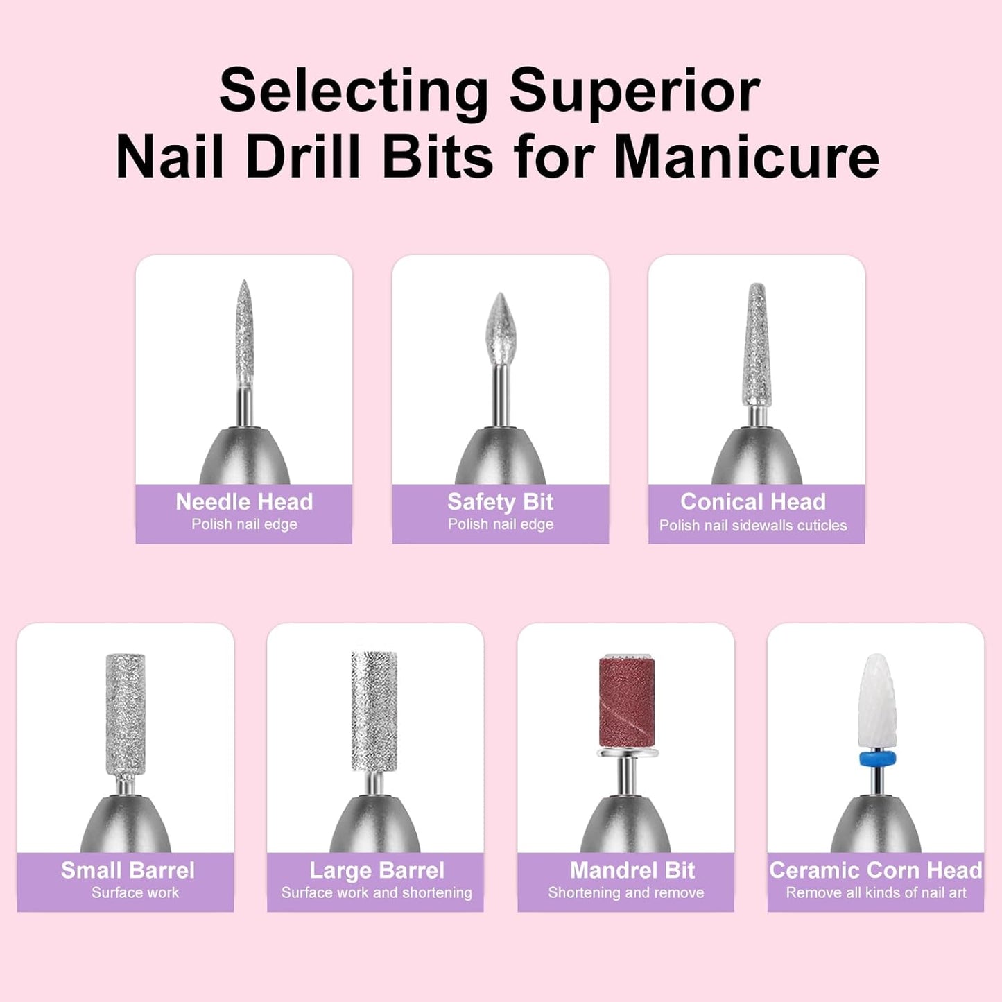 JISHO Nail Drill, Electric Nail Drill Machine for Acrylic Nails, Portable Corded Nail File with Ceramic Bits, Adjustable 25000 RPM, Ideal for Beginners and Professionals (Gray)