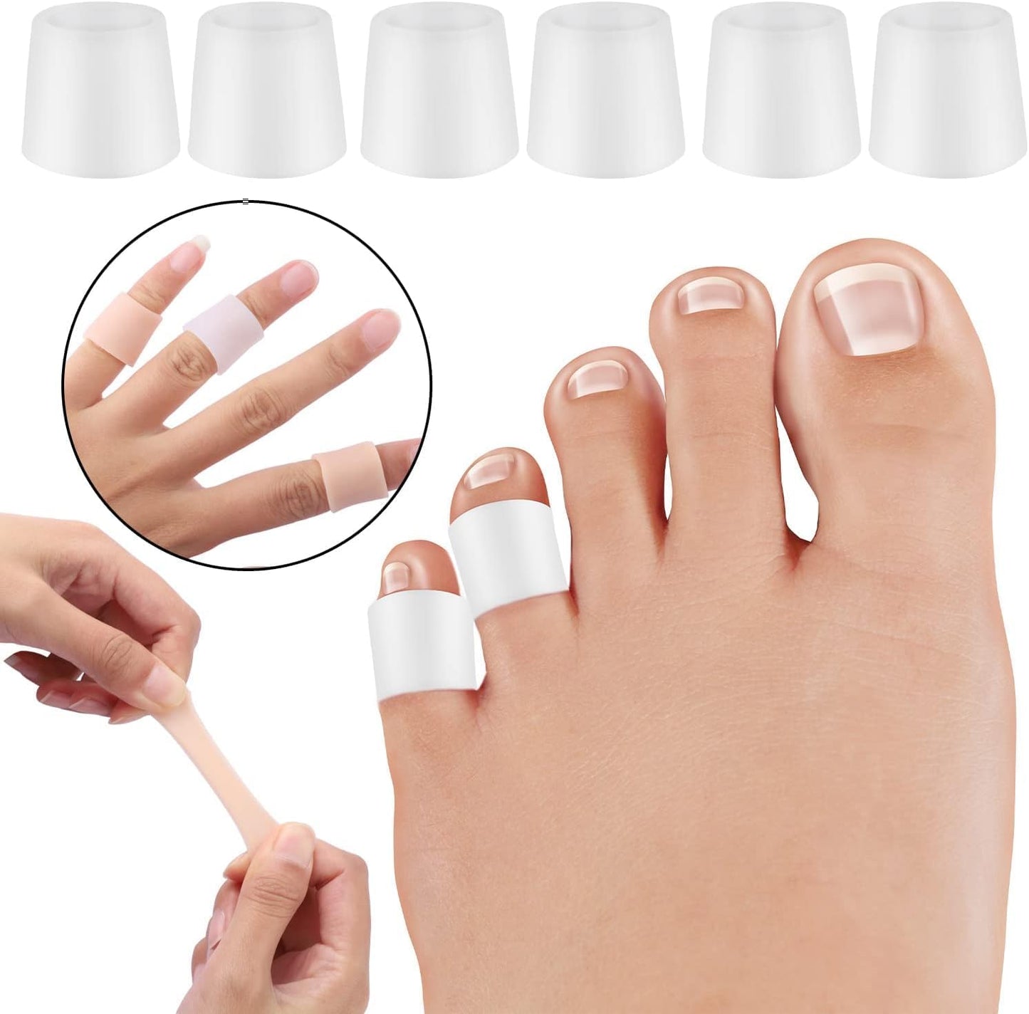 Silicone Toe Protection, 20 Pieces Toe Protection, Toe Tube, for Small Toes and Fingers, Blisters, Calluses, Reduce Rubbing, Relieve Pain.