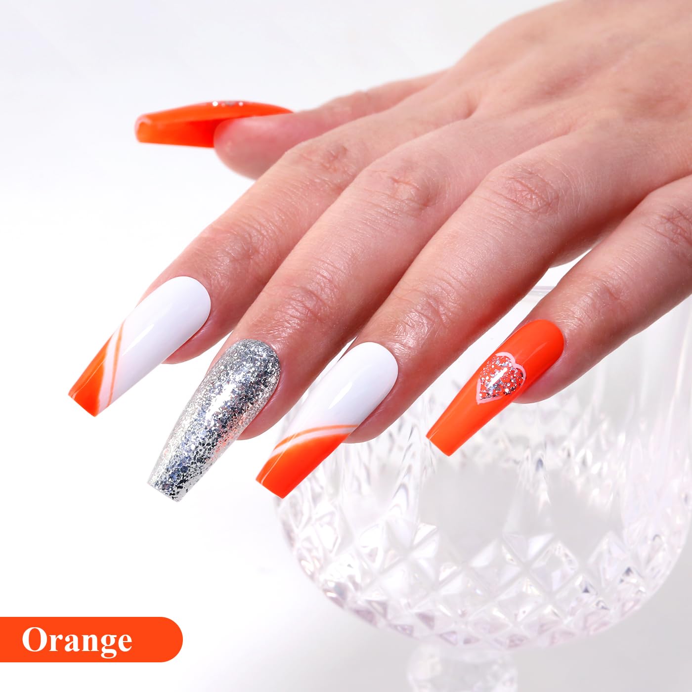Imtiti Orange Gel Nail Polish, Orange Gel Polish High Gloss Soak Off UV LED Spring Summer Art Manicure Salon DIY Design 10ML