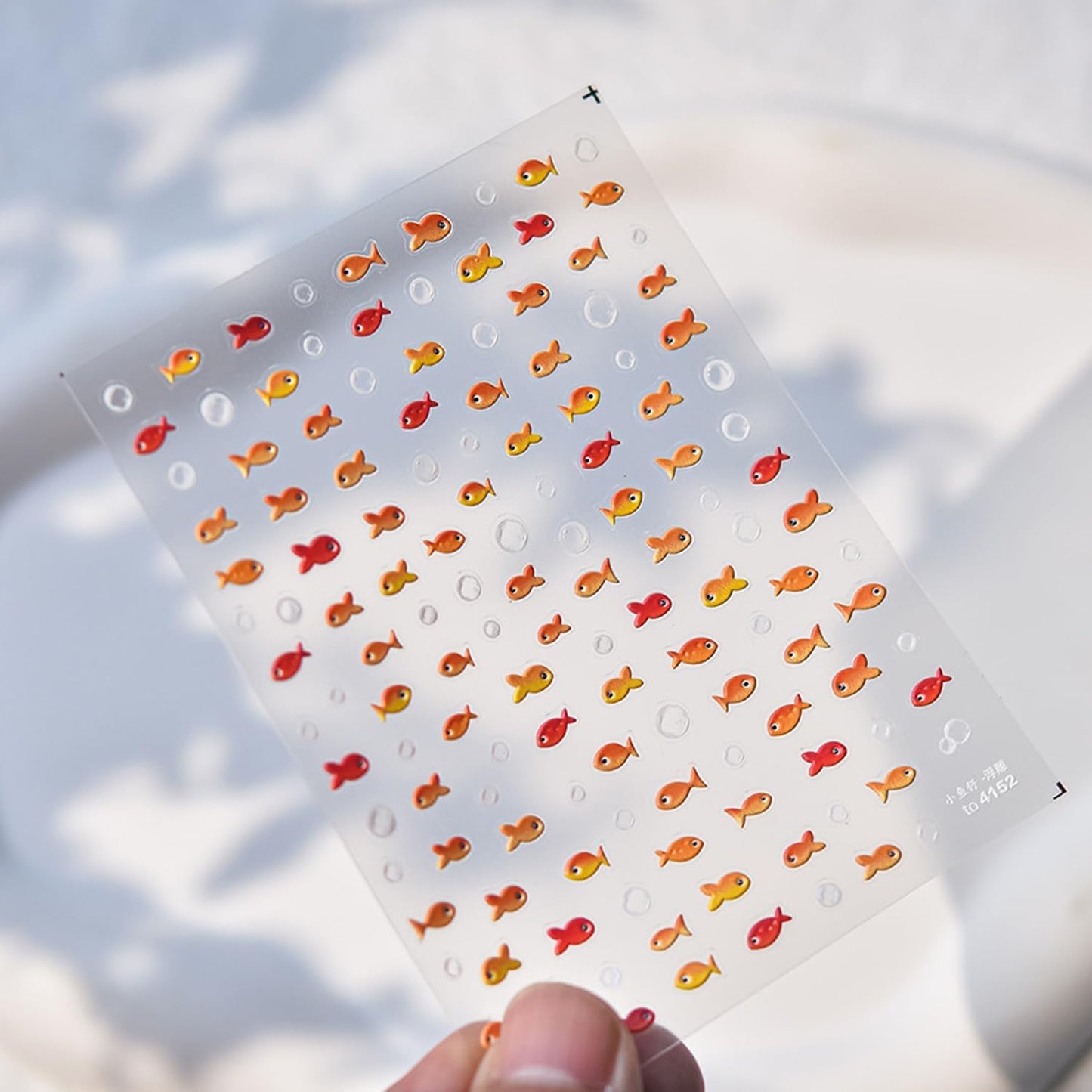 Little Goldfish Nail Art Stickers Small Koi Nail Art Decals for Acrylic Nails 5D Embossed Self-Adhesive Little Red Fish Nail Sticker Water Bubble Designs Nail Decal for Women DIY Summer Manicure Decor