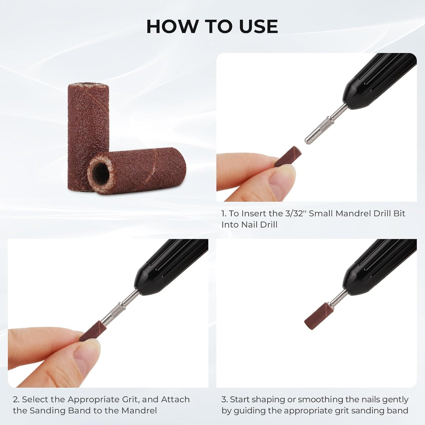 Lavinda Sanding Bands for Nail Drill with 3.1mm Mandrel Bit, 80 Piece Set Mini Small Sanding Bands Nail Drill Bits for Acrylic Nails Gel Manicures and Pedicures (120 Grit, Brown)