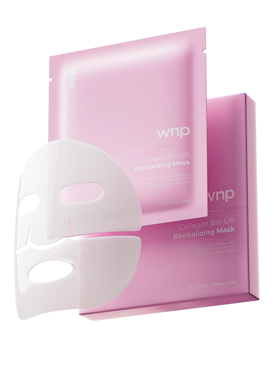 WNP 6D Bionic Collagen Bio‑Gel Mask Hydrating Overnight Real Deep with 5.1% Collagen, Niacinamide, Hyaluronic Acid, Firming, Anti‑Aging, Brightening for sensitive skin 28g x 4