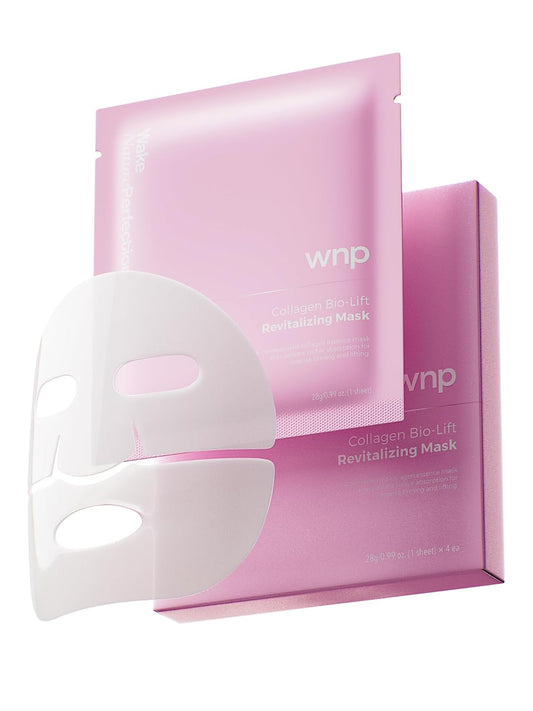 WNP 6D Bionic Collagen Bio‑Gel Mask Hydrating Overnight Real Deep with 5.1% Collagen, Niacinamide, Hyaluronic Acid, Firming, Anti‑Aging, Brightening for sensitive skin 28g x 4