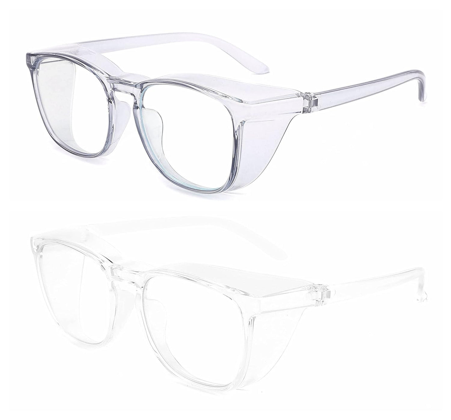 Alsenor Safety Glasses Anti Fog Goggles Protective Eyewear Blue Light Blocking Anti Dust UV Protection Glasses For Men Women (2 Pack (Blue + Clear))