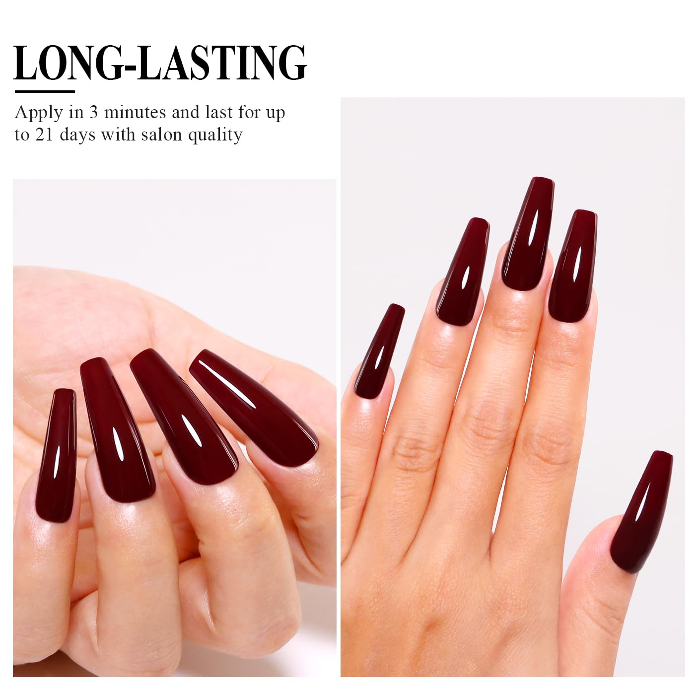 Imtiti Red Gel Nail Polish, Burgundy Red Gel Polish High Gloss Soak Off UV LED Autumn Winter Art Manicure Salon DIY Design 10ML