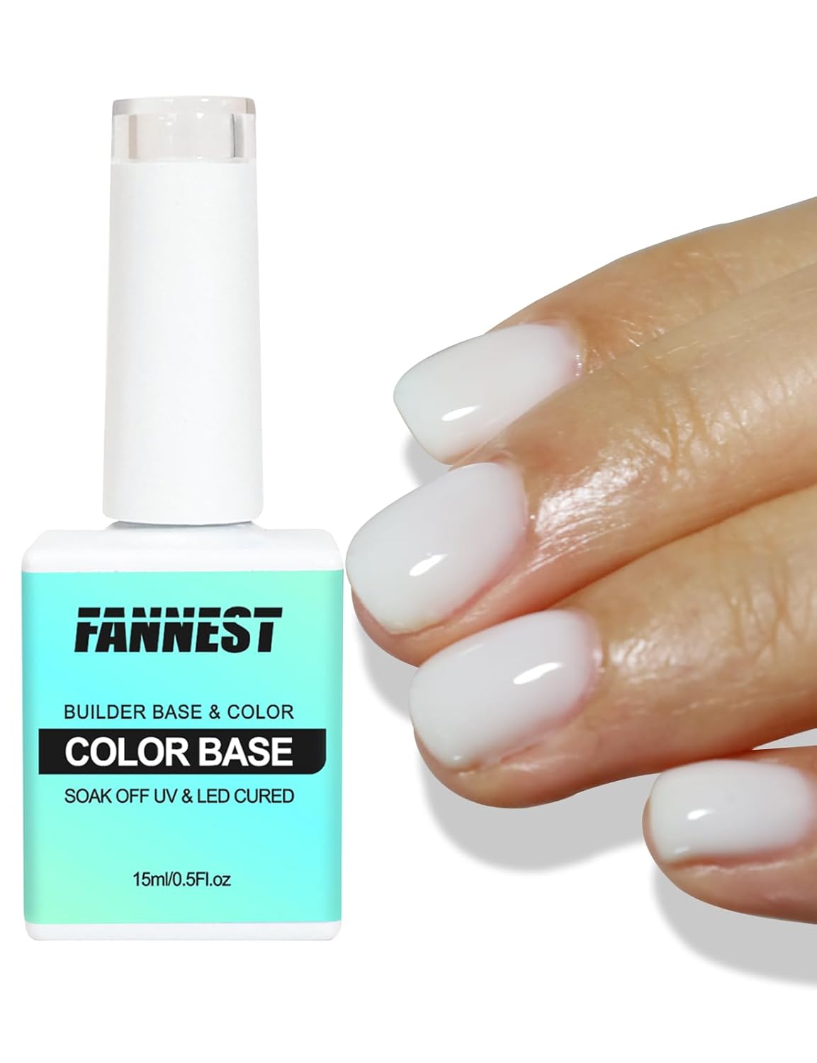 Milky White Gel Nail Polish, Hema Free Rubber Base Builder Gel, French Tips Base Colors Nails Strengthener Soak Off Gift for Womens (Milky White)