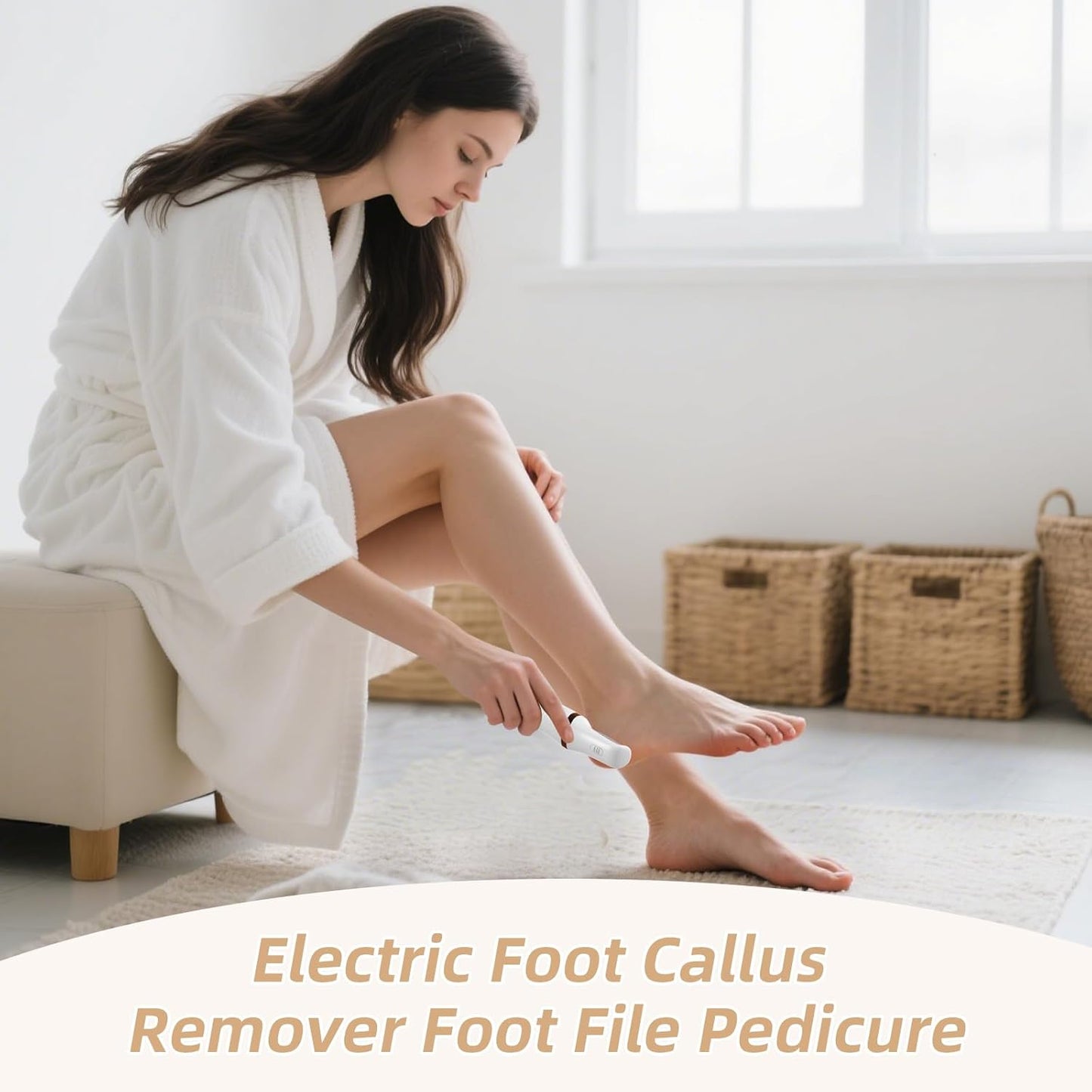 Electric Foot Callus Remover, Electronic Foot File, Portable Electric Callus Remover for Feet, Pedicure Tools for Dead Skin Calluses (White)