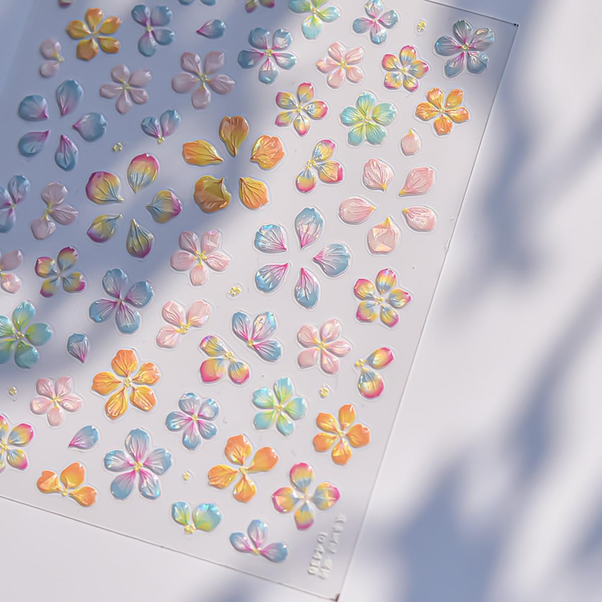 Flower Nail Art Stickers Decals 5D Embossed Jelly Flowers Nail Decals 1PCS Exquisite Shinny Colorful Floral Spring Summer Design Flower Nails Adhesive Sliders Supply for Women DIY Nail Art Decorations