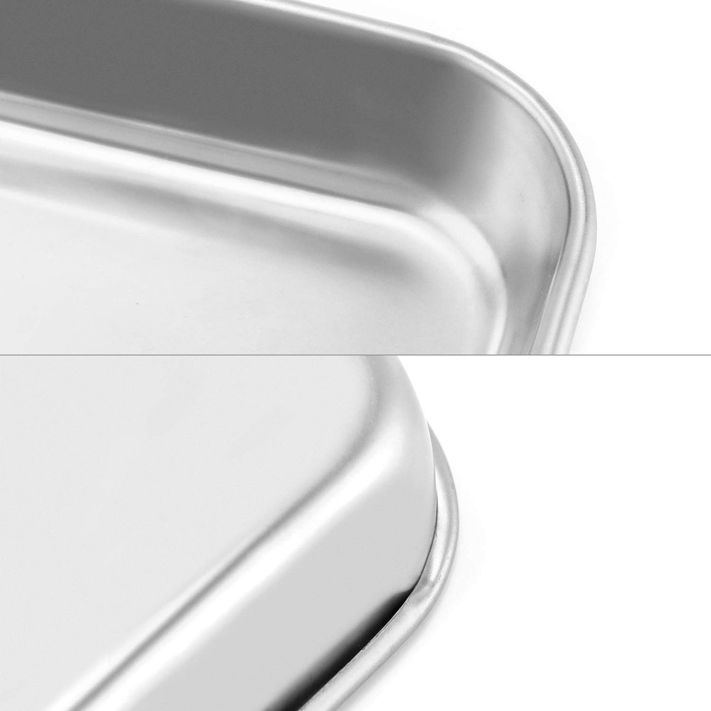 QWORK 2 Pack Stainless Steel Surgical Tray, for Medical Instruments, Tattoo, Surgical Supplies, 10 5/8" x 6 11/16" x 1 5/16", Flat Bottom Tray