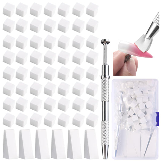 100Pcs Soft Nail Sponges for Ombre, Gradient Effect White Nail Art Sponges With Grabbing Pen 6Pcs Wedge Sponges Aura Nails Ombre Nail Brush Professional Accessories Manicure Salon Supplies
