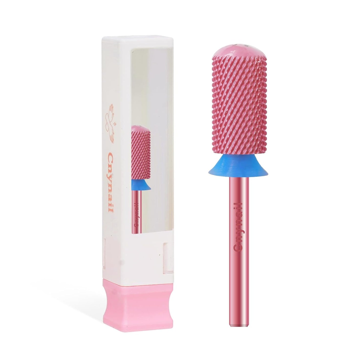3/32" Large Barrel Smooth Round Top Tungsten Carbide Nail Drill Bit Safety Bit for Gel & Acrylic Removal, 2-Way Rotating Efile Tip, Salon Electric File Accessory (M Grit, Rose Red)