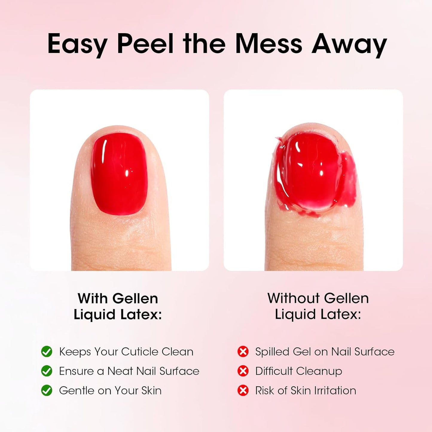 Gellen Liquid Latex for Nails, Peel Off Cuticle Guard for Nail Polish Skin Barrier Protector Nail Art Liquid Latex Tape for Manicure Home Salon 15ml Pink Cuticle Protectors Gifts for Women