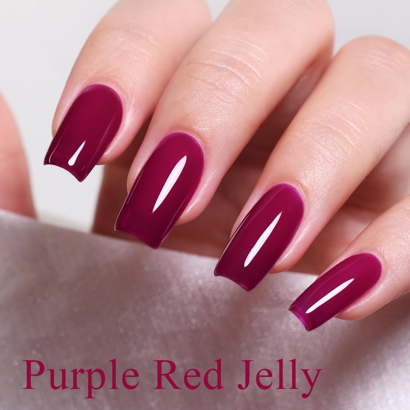 Imtiti Jelly Gel Nail Polish, Purple Red Sheer Jelly Nail Gel Polish Autumn Winter Translucent Art Manicure Soak Off UV LED Salon DIY Design 10ML