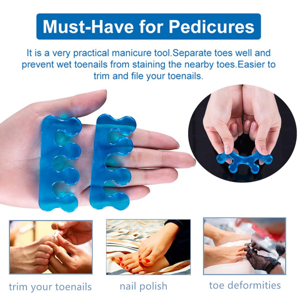 Toe Separators for Bunion Pedicure, Gel Material Toenail Dividers, Repeatable & Washable Toe Spacers for Nail Polish, Orthopedic Bunion Correction, Easy Finger & Toenail Polish Grooming Tools