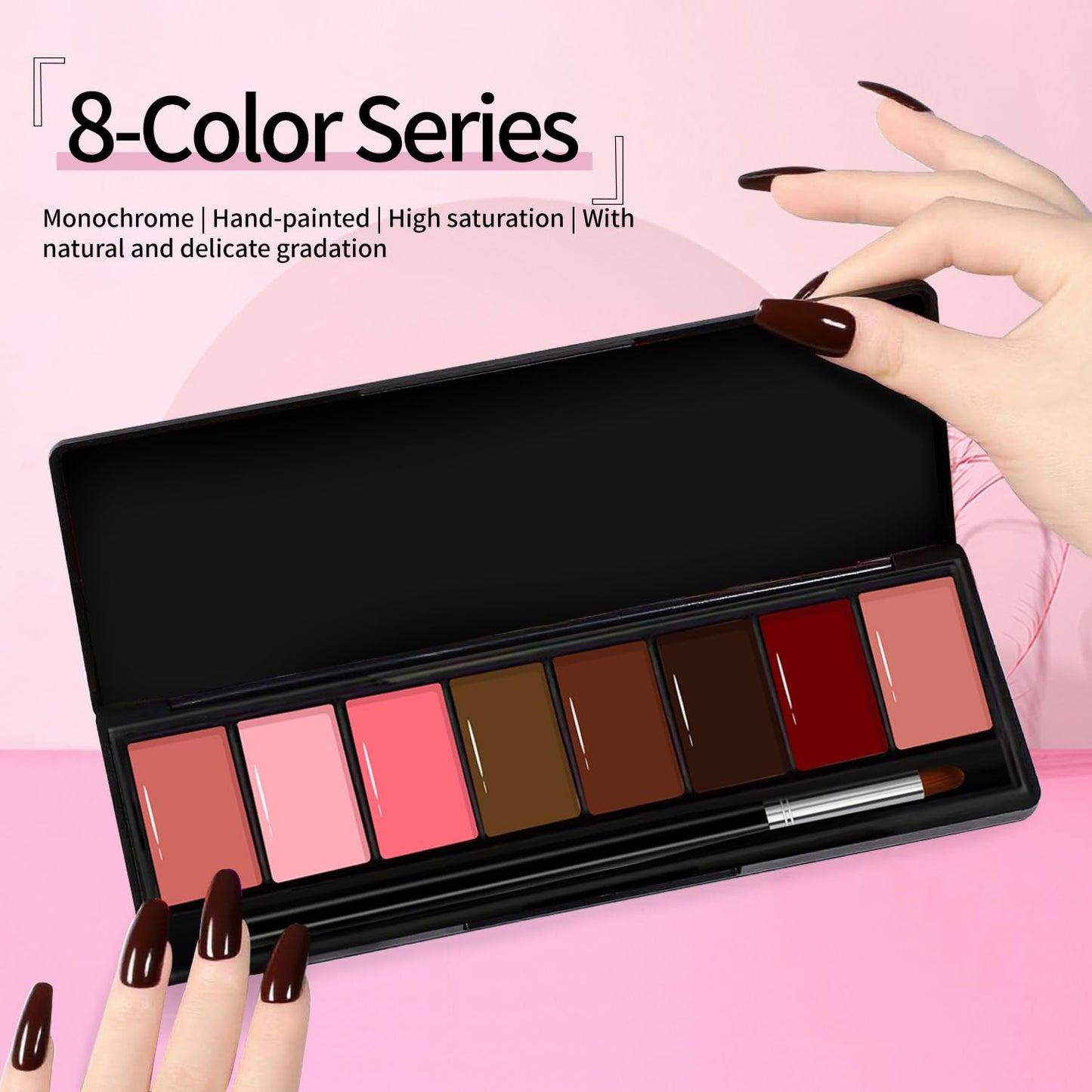 Finger Secret 8 Colors Ombre Gel Pat Nail Polish Set,Ombre Pigment for Nails,Gradient Painting Gel with 50Pcs Nail Sponges for 3D Gels Nail Art can be Painted in Salon or Home Use