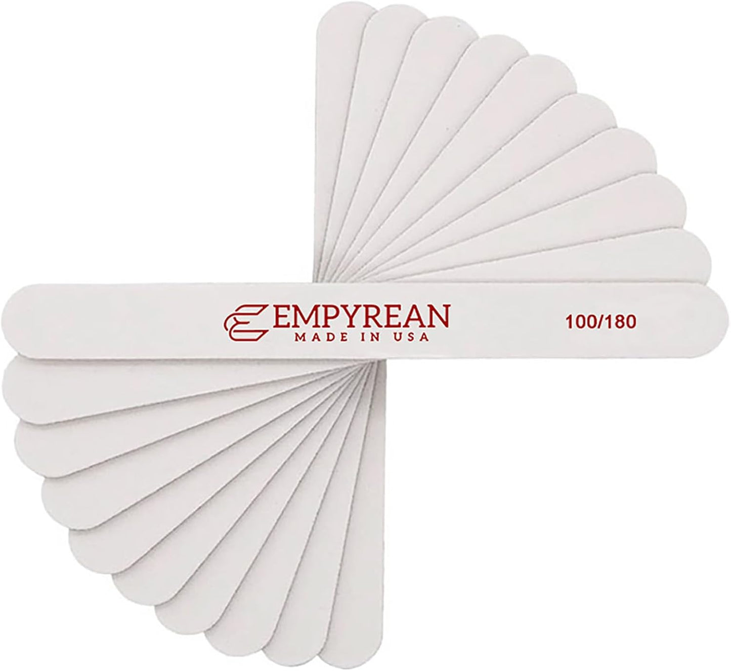 Empyrean Premium Nail Files | Made in USA | Coarse 100/180 Medium | Disinfectable Washable Reuseable | White Cushion File