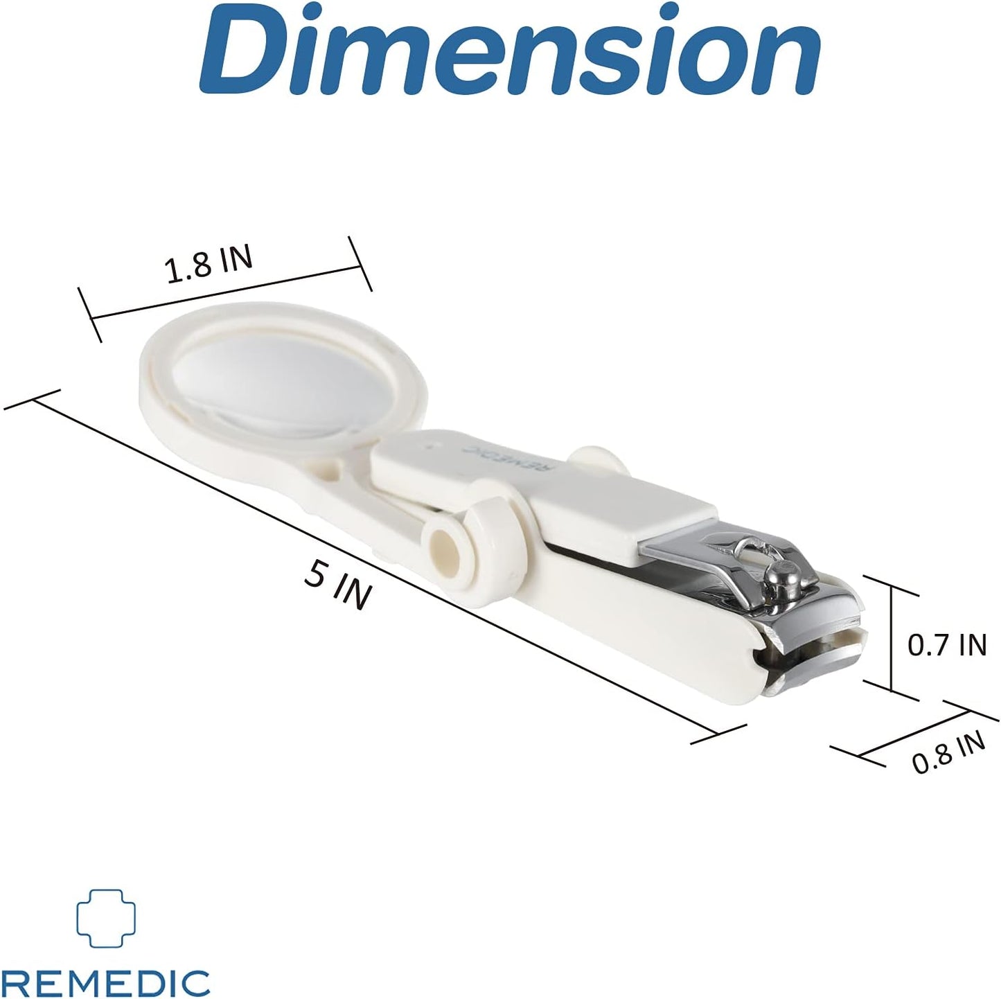 Remedic Extra Large Nail Clippers with Magnifier for Fingernails & Toenails – Arthritis-Friendly Grip - Perfect for Elderly & Low Vision Users – professional quality - sharp blades for precise cutting