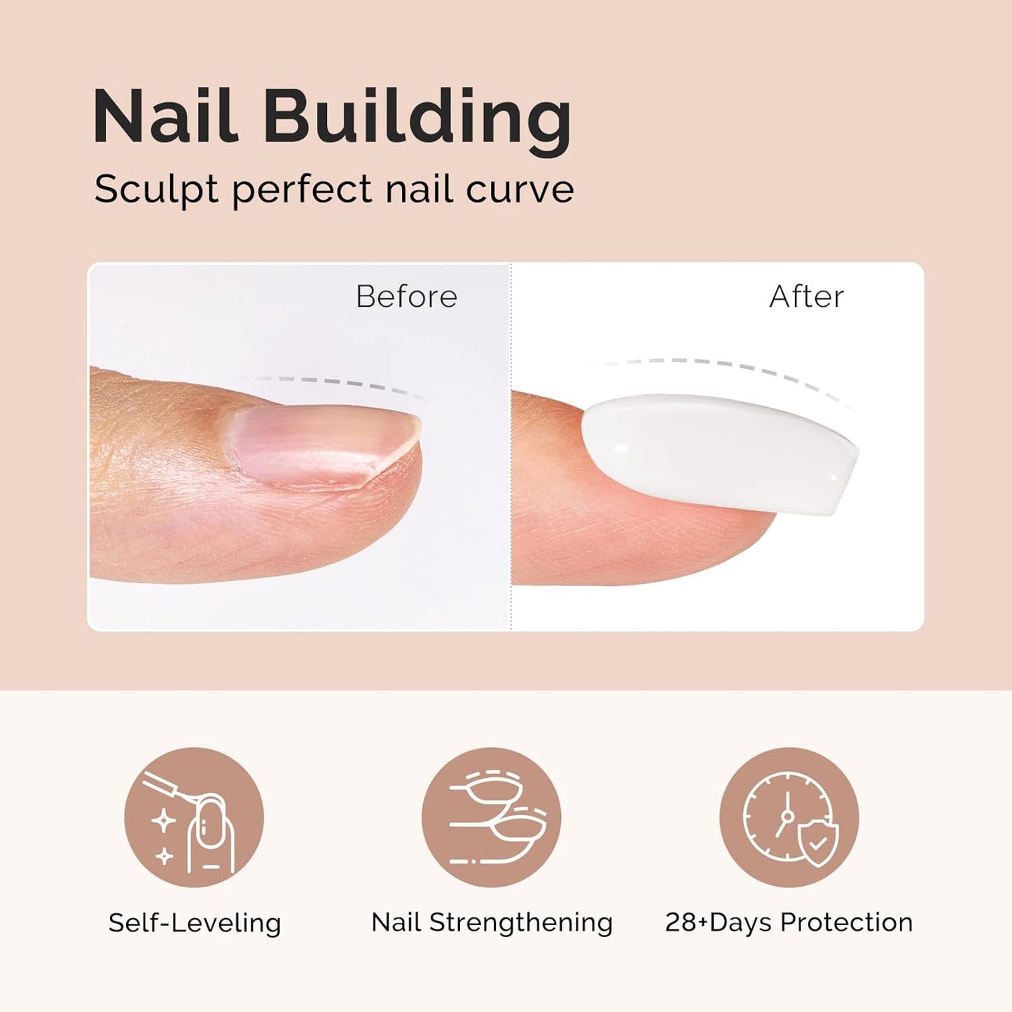 MelodySusie Hema Free Milky White Builder Nail Gel for Nails Thickening, 0.5 Fl Oz, Soak Off UV Extension Gel, Nail Art Design Salon DIY Manicure at Home for Women H1021