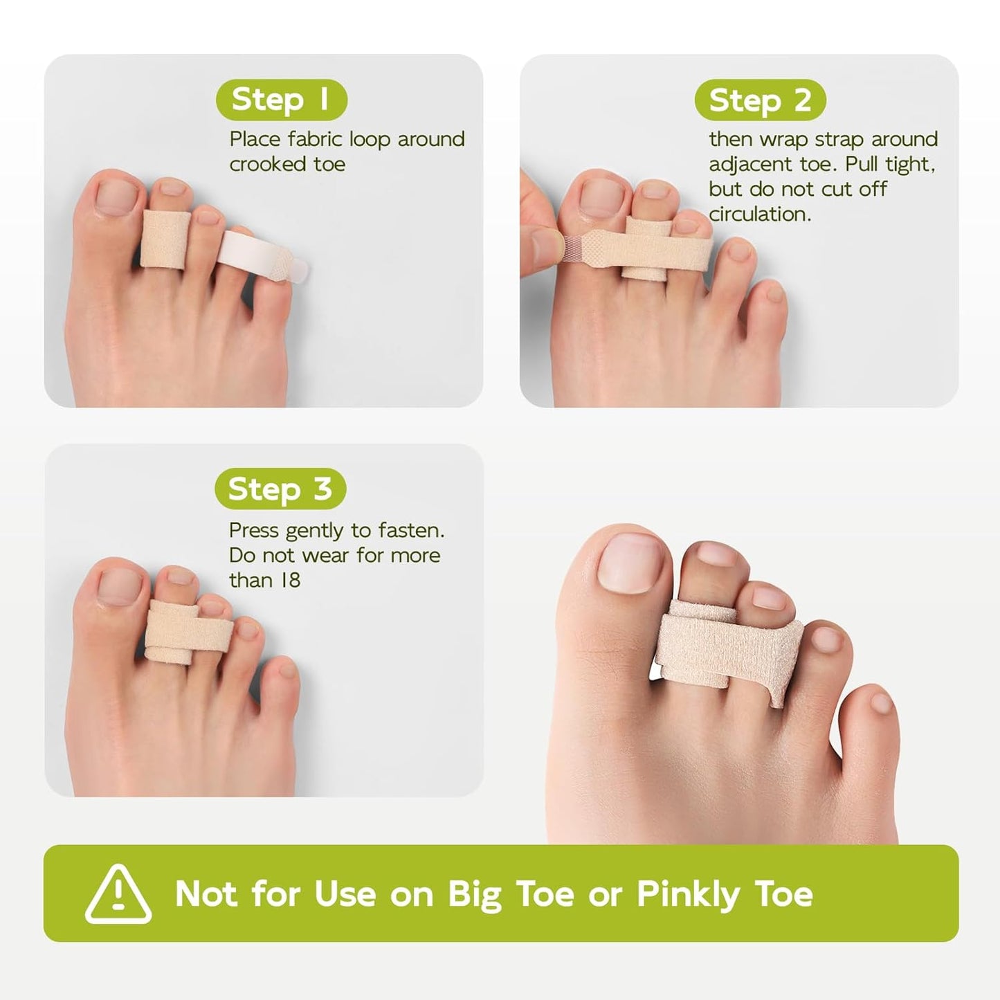 Bukihome Hammertoe Corrector - 10 Pack Toe Straighteners - Broken Toe Wraps - Realign Bent, Curled, Crooked, Claw, Hammer Toes - Toe Corrector Splints for Men and Women (Small, Beige)