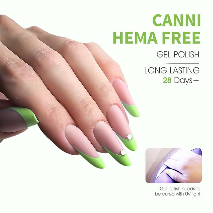 CANNI Pastel Lime Green Gel Nail Polish, 1Pcs Bringt Sage Light Green Gel Polish Mint Color High Gloss Soak Off U V Nail Manicure Salon DIY