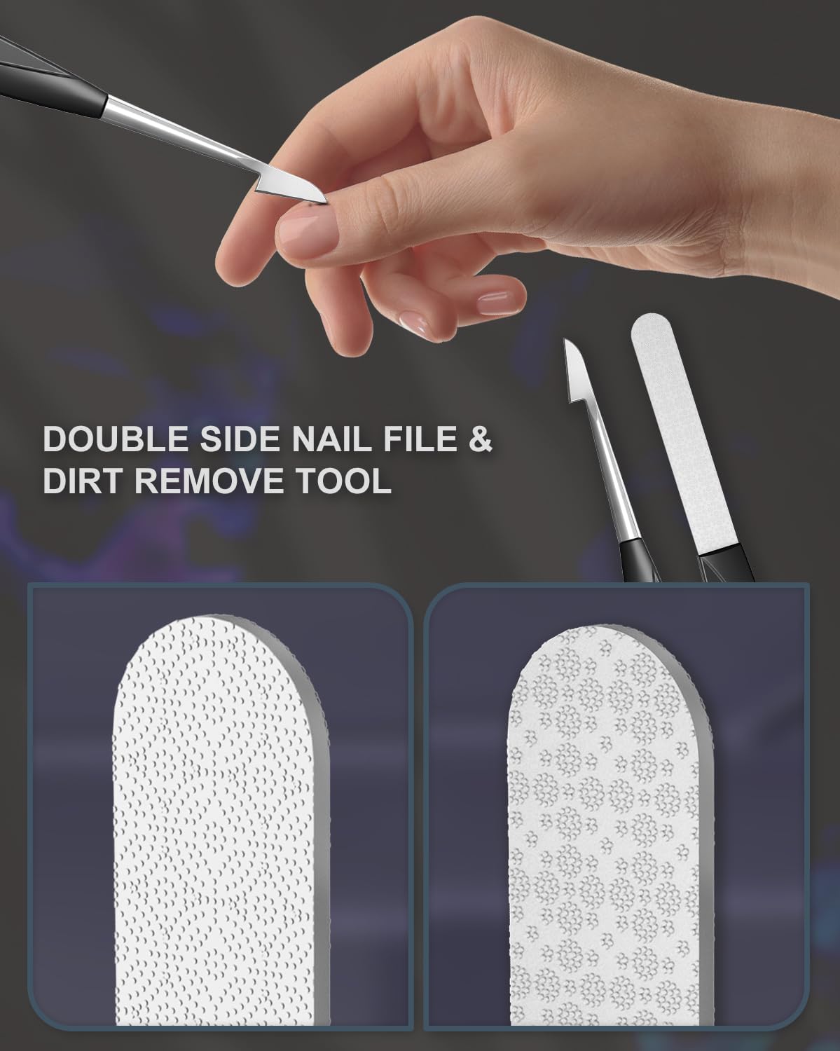 4PCS Manicure Tool Set, Professional Cuticle Pusher Cutter Trimmer Nail Polish Remover Nail File for Healthy Beautiful Nails, Stainless Steel Cuticle Knife for Fingernails Toenails