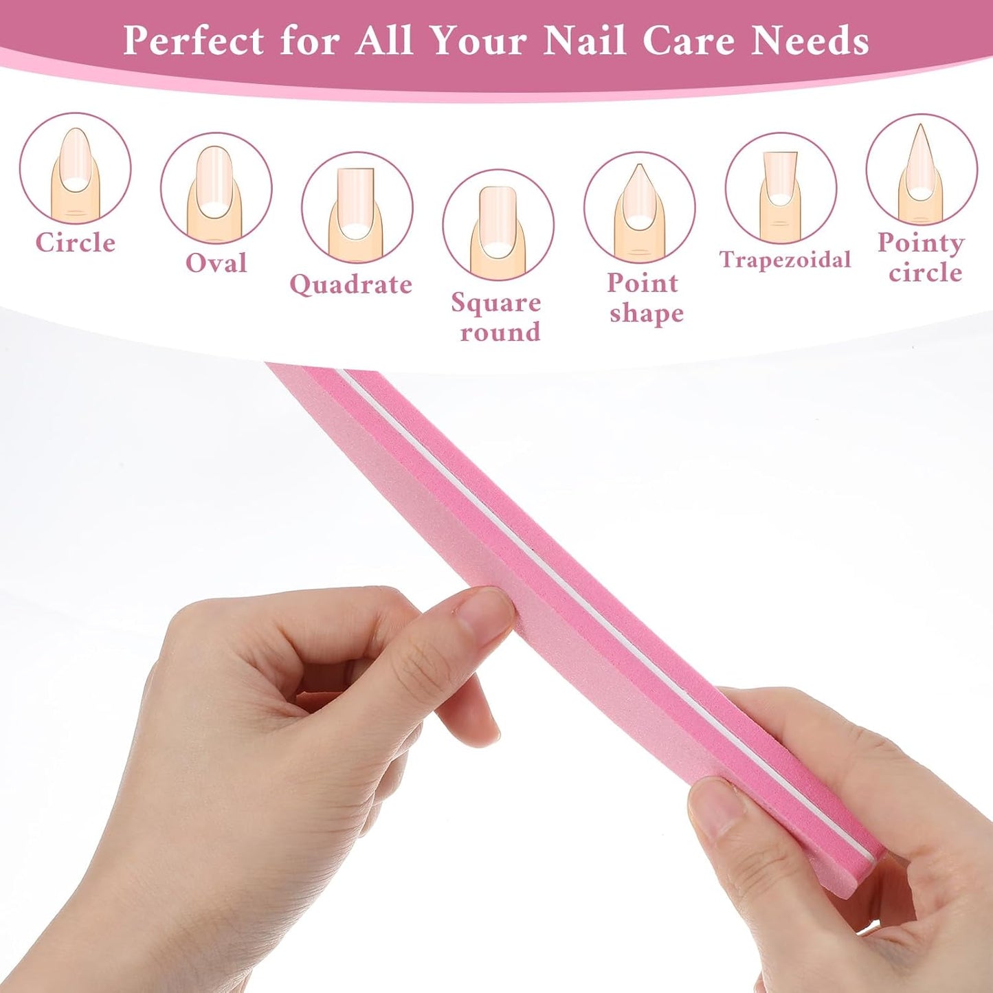 100 Pack Nail Buffers 100/180 Grit Heavy Duty Nail Files for Women Washable Double Sided Nails Sanding Block File for Acrylic Natural Gel Nails, Pink