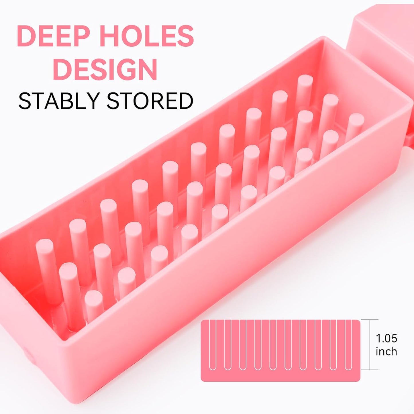 Makartt Nail Drill Bits Holder,Dustproof Stand Displayer Organizer Container Case 30 Holes drill bit holder nail tech Professional Nail art Tools(Not Inlcude Drill Bits,Light Pink)