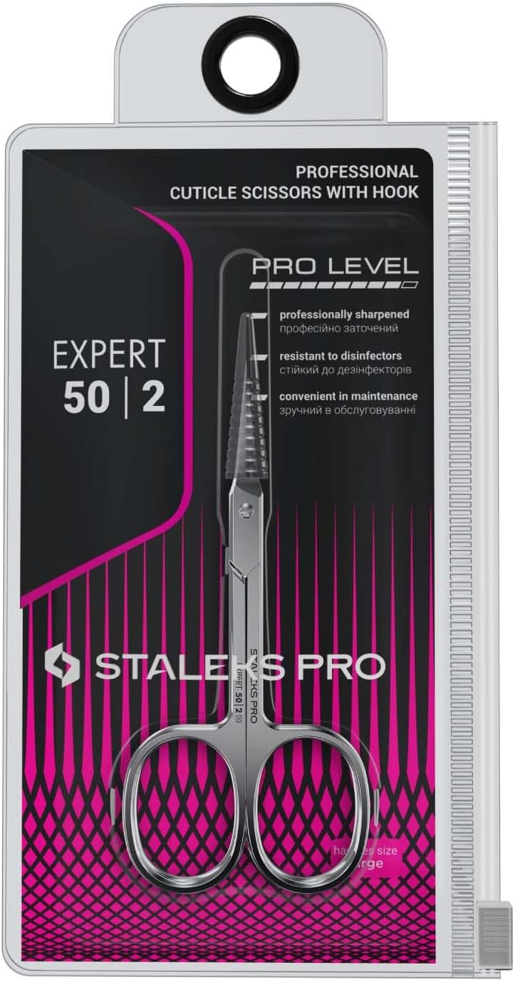 Staleks Pro Expert 50 Cuticle Scissors - Stainless Steel, Extra Fine Curved Blade for Precise Cuticle Trimming: Professional Manicure Scissors for cuticle SE-50/2