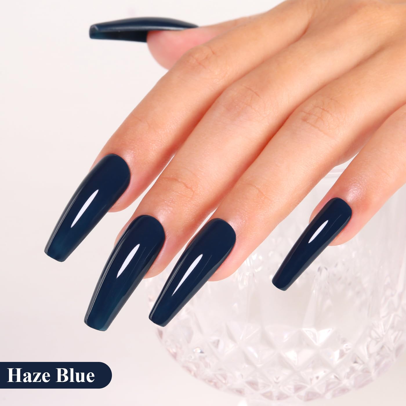 Imtiti Blue Gel Nail Polish, Haze Blue Gel Polish High Gloss Soak Off UV LED Nail Gel Polish Autumn Winter Gel Polish Nail Art Manicure Salon DIY Design Gel Nail Kit 10ML