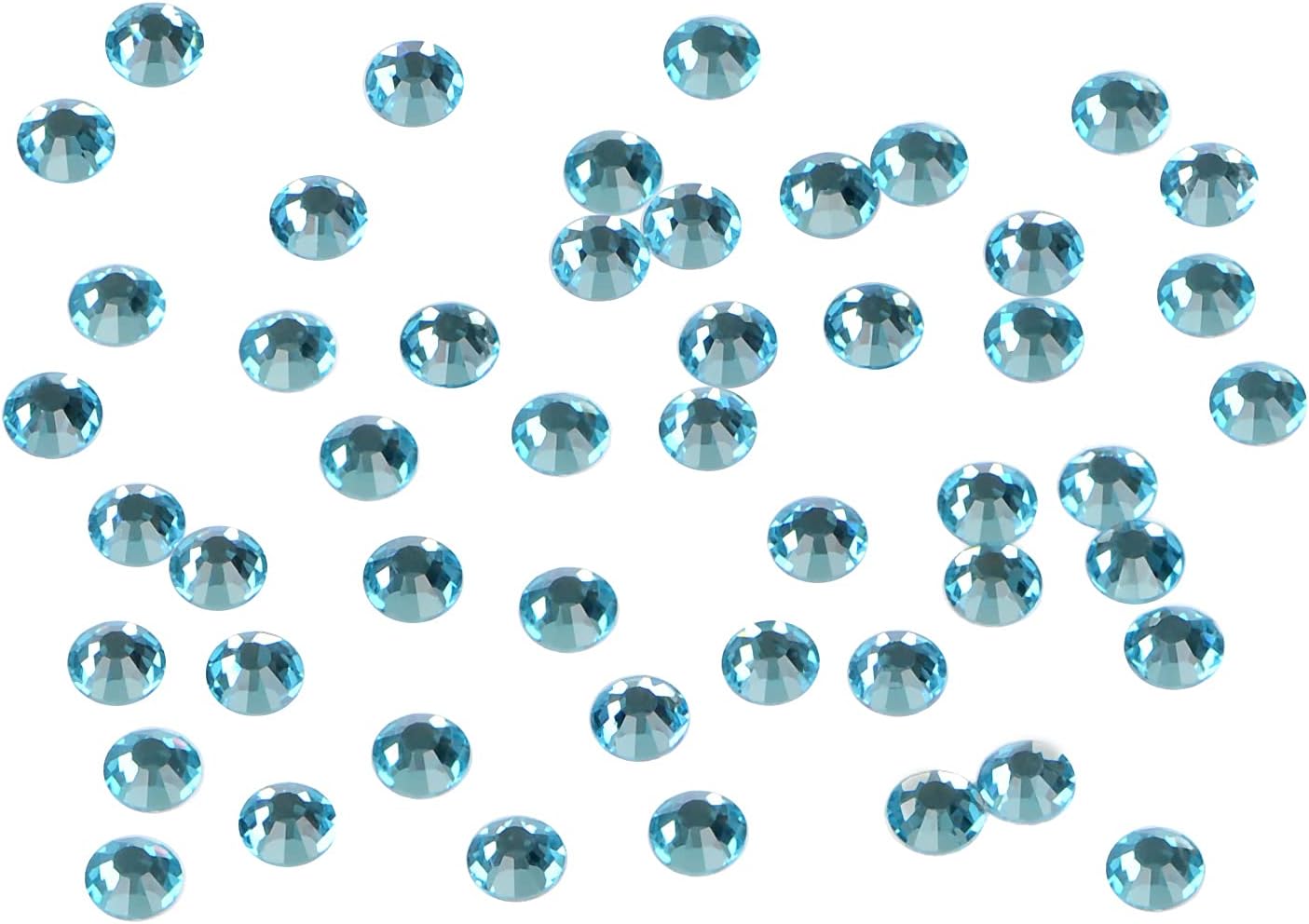 2880PCS Art Nail Rhinestones Non Hotfix Glue Fix Round Crystals Glass Flatback for DIY Jewelry Making with one Picking Pen (ss8 2880pcs, Aquamarine)