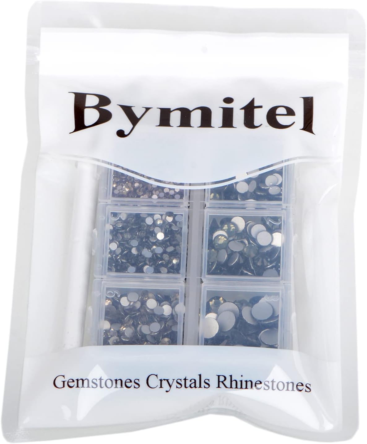 Bymitel 5000 Pieces 6 Mixed Sizes Glue Fix on Glass Rhinestones Round Crystal Gems Flatback for DIY Jewelry Making with one Picking Pen(6-Sizes 5000PCS, Black Diamond)