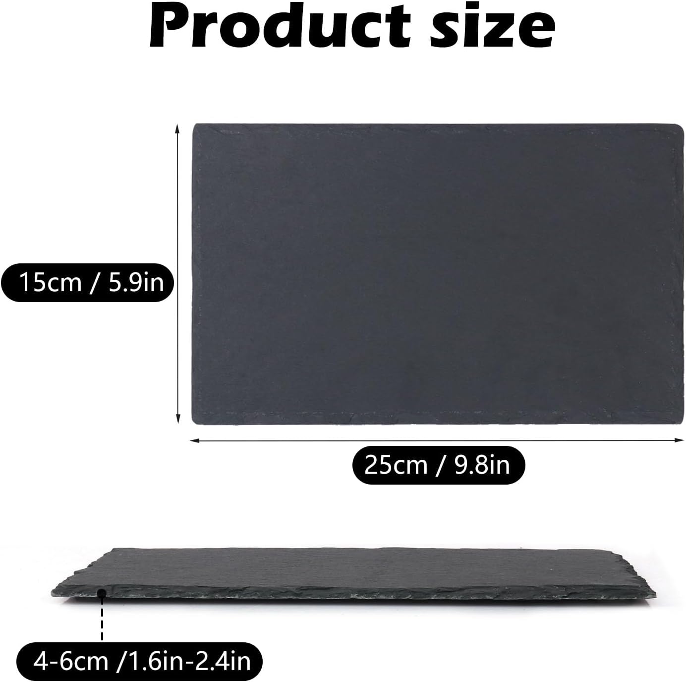 8 Pack 10 x 6 Inch Slate Cheese Boards, Black Rectangle Slate Charcuterie Boards, Natural Charcuterie Stone Plates for Parties, Gifts, and Special Events, Cheese, Sushi, Food.