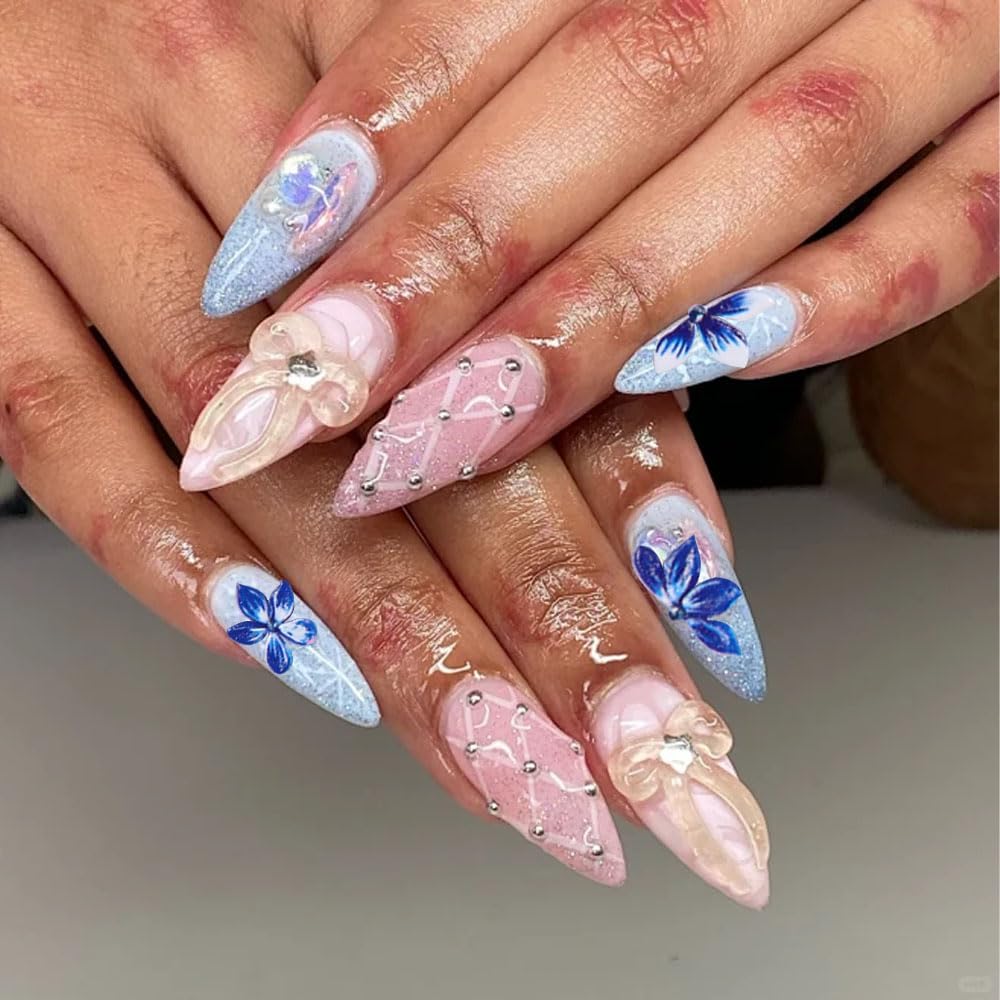 Tropical Flower Nail Art Stickers, Self-Adhesive Floral Decals, Colorful Summer Design for DIY Nail Decorations, 6 Pieces